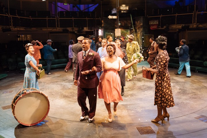 RET & Talawa - Guys&Dolls - Centre Ray Fearon (Nathan Detroit) & Lucy Vandi (Miss Adelaide) and Full Cast - Image by Manuel Harlan.jpg